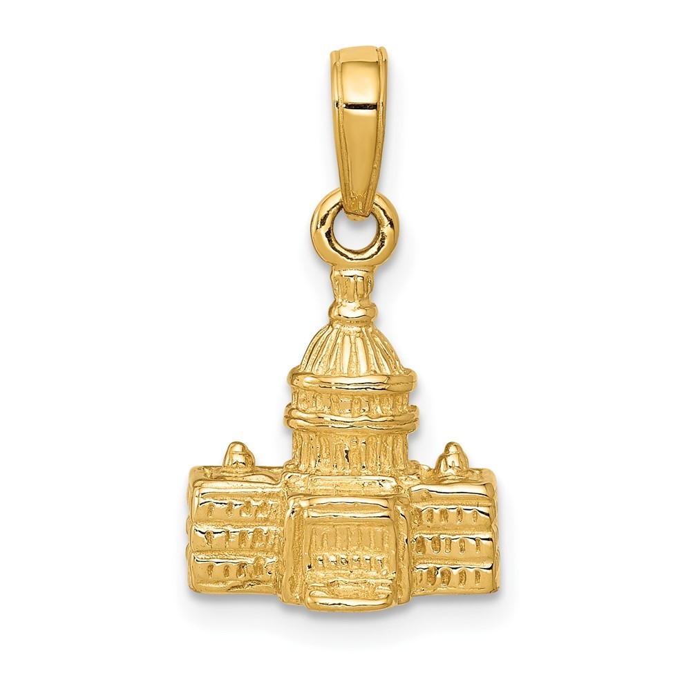 10k Yellow Gold Travel 3-D Washington D.C. Capital Building Necklace Pendant